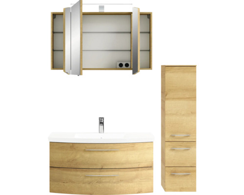 Badezimmerset mit Waschtisch, Spiegelschrank und Hochschrank