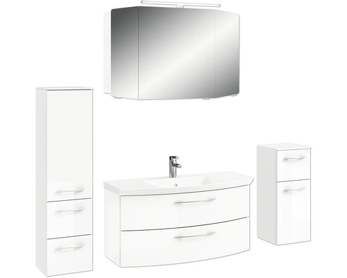 Badezimmermöbelset mit Waschtisch, Spiegelschrank und Hochschrank