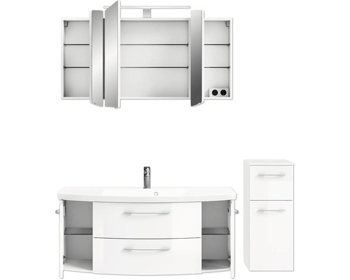 Badezimmer-Set mit Spiegelschrank, Waschtisch und Seitenschrank