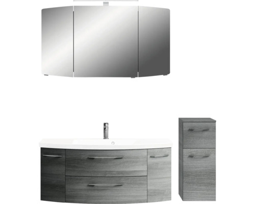 Badezimmer-Set mit Waschtischunterschrank, Waschbecken, Spiegelschrank und Hochschrank