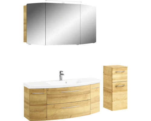 Badmöbelset mit Spiegelschrank, Waschtischunterschrank und Seitenschrank
