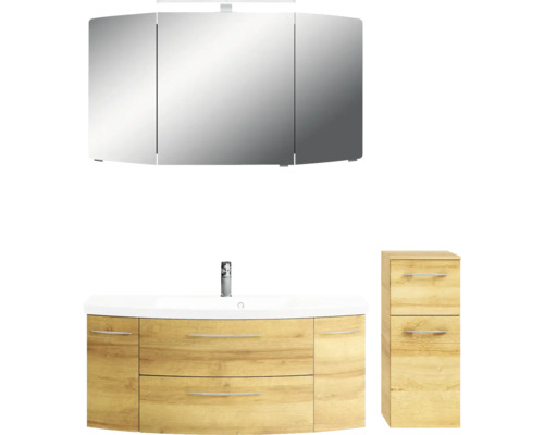 Badezimmermöbelset mit Spiegelschrank, Waschbeckenunterschrank und Seitenschrank