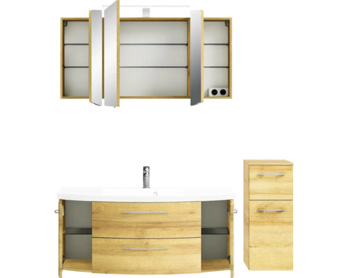 Badmöbelset mit Spiegelschrank, Waschtischunterschrank und Seitenschrank