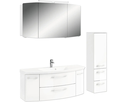 Badezimmermöbelset mit Waschtisch, Spiegelschrank und Hochschrank