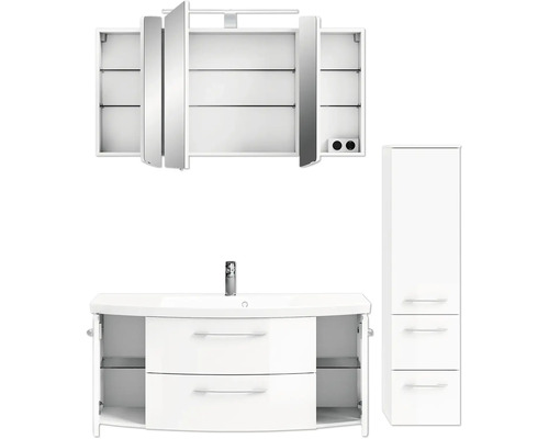 Badezimmer Set mit Waschtisch, Spiegelschrank und Hochschrank