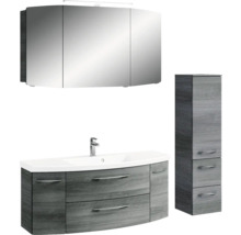 Badezimmer-Set mit Waschbeckenunterschrank, Spiegelschrank und Hochschrank