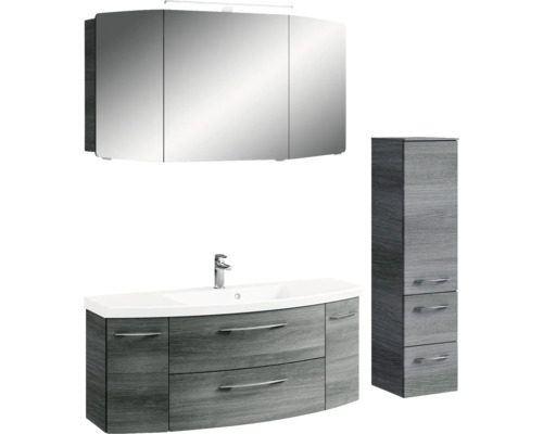 Badezimmer-Set mit Waschbeckenunterschrank, Spiegelschrank und Hochschrank