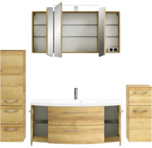 Badezimmer-Set mit Waschtisch, Spiegelschrank und Hochschränken
