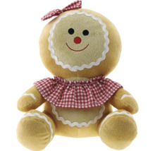 Lebkuchenmann Plüschtier mit Schleife und kariertem Kragen