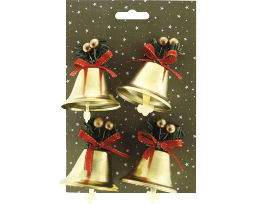 Weihnachtsdeko Metallglöckchen gold Ø 5,5 x 6 cm 4 Stück