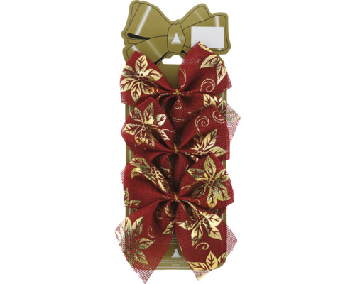 Weihnachtsdeko Schleife rot gold 13 cm