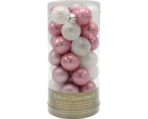 Christbaumkugeln Glas Ø 2,5 cm 35 Stück rosa