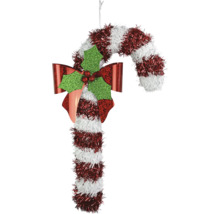 Dekorativer Zuckerstangen-Hänger mit Schleife zur Weihnachtszeit