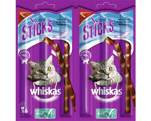 Katzensnack whiskas Sticks reich an Lachs 6 Stück-0