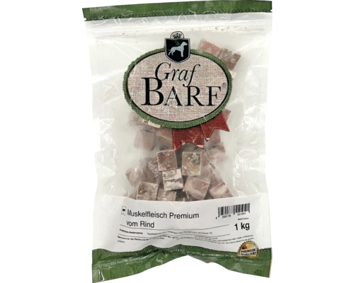 Rohfuttermittel Hundefrostfutter BARF Graf BARF Muskelfleisch Premium Rind 1,0 kg tiefgefroren