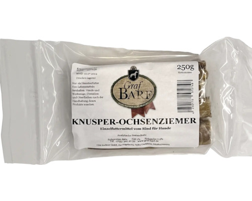 Hundesnack Graf Barf Knusper-Ochsenziemer Rind, getrocknet ca. 250 g Kauartikel