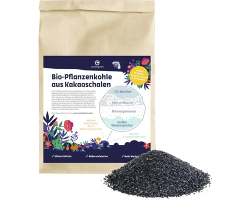 Bio Pflanzenkohle aus Kakaoschalen Wundergarten 50 L für Kompostierung, Terra Preta & Bodenverbesserung