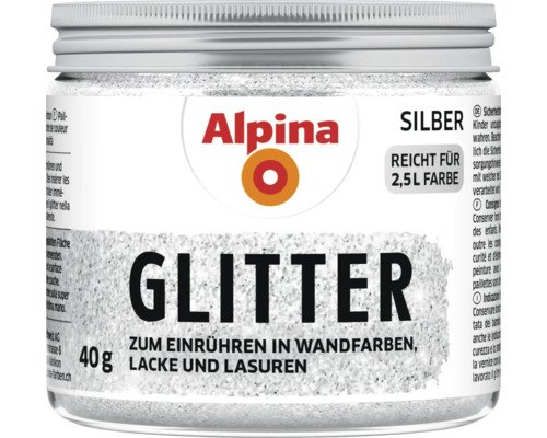 Alpina Glitter Zusatz zum Einrühren in Wandfarben, Lacke und Lasuren silber 40 g