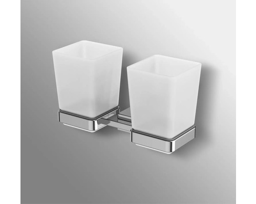 Doppelter Zahnputzbecherhalter mit zwei Glasbechern zur Wandmontage im Badezimmer