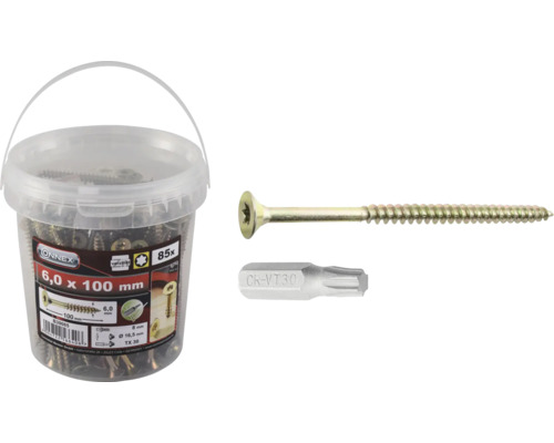 Universalschraube Senkkopf TX 6x100 mm gelb verzinkt 85 Stück Universalschraube Senkkopf TX 6x100 mm gelb verzinkt 85 Stück