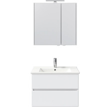 Badmöbel-Set Pelipal Cavallino BxHxT 75 x 200 x 45 cm Frontfarbe weiß hochglanz mit Keramik-Waschtisch weiß, Waschtischunterschrank und Spiegelschrank mit LED-Beleuchtung