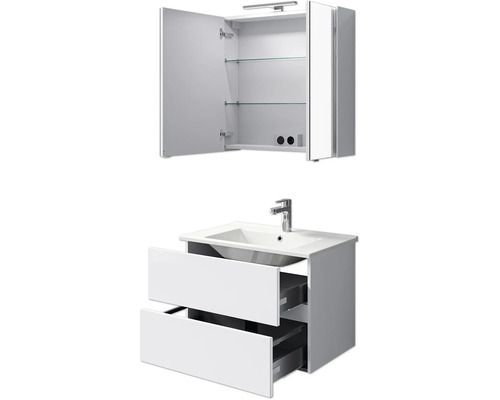Badezimmer Set mit Spiegelschrank, Waschbecken und Unterschrank mit Schubladen