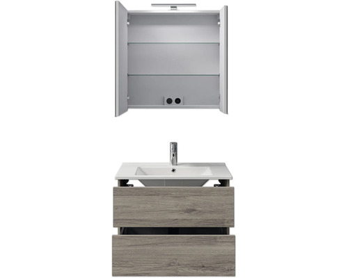 Waschtischkombination mit Spiegelschrank und zwei Schubladen