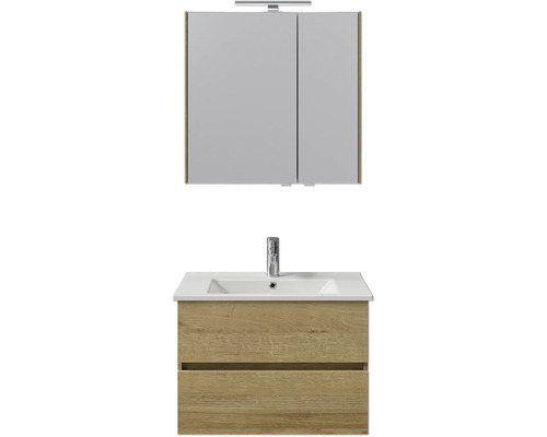 Badezimmer-Set mit Waschtischunterschrank, Waschbecken und Spiegelschrank