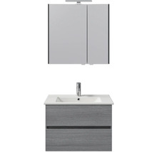Badezimmerset mit Waschbeckenunterschrank, Waschbecken und Spiegelschrank