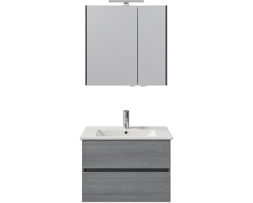 Badezimmerset mit Waschbeckenunterschrank, Waschbecken und Spiegelschrank