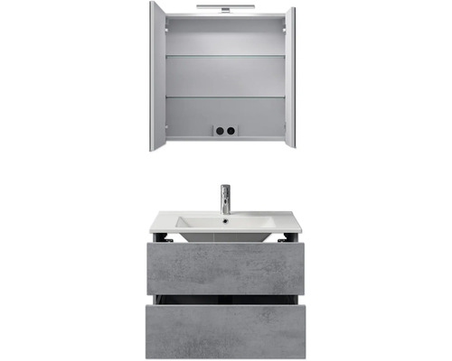 Badezimmermöbel-Set mit Waschbecken, Unterschrank und Spiegelschrank