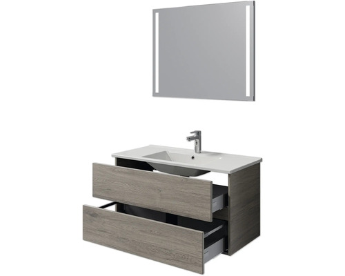 Waschtischkombination mit Spiegel und Unterschrank mit zwei Schubladen