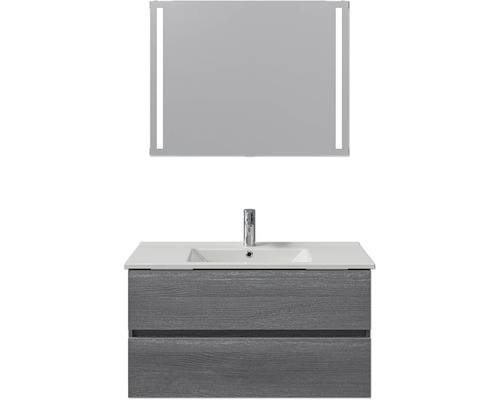 Waschtischkombination mit Unterschrank, Waschbecken und Spiegel