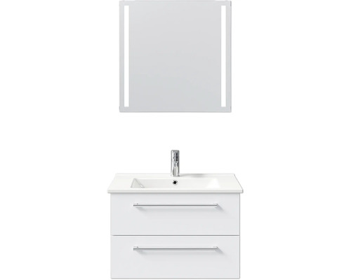 Badezimmermöbel-Set mit Waschtischunterschrank, Waschbecken und Spiegel mit Beleuchtung