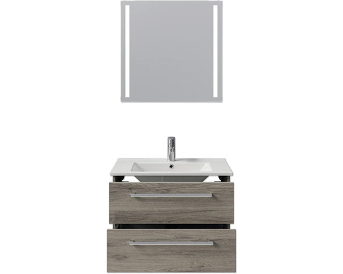 Waschtisch mit Spiegel, Waschtischunterschrank mit zwei Schubladen