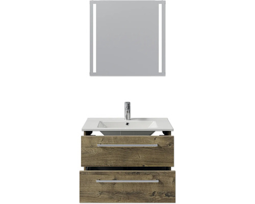 Waschtischkombination mit Spiegel und zwei Schubladen