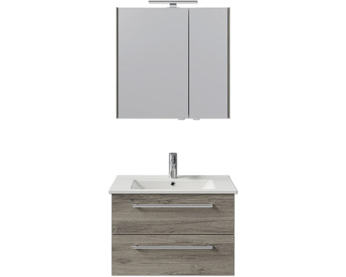 Badezimmerset mit Spiegelschrank, Waschbecken und Unterschrank mit Schubladen