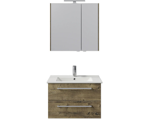Badezimmermöbel-Set mit Waschbeckenunterschrank, Waschbecken und Spiegelschrank