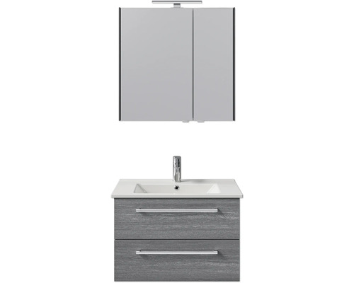 Waschtisch mit zwei Schubladen, Waschbecken und Spiegelschrank