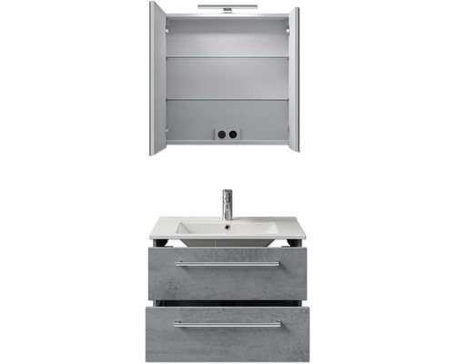 Badezimmermöbel-Set mit Waschbecken, Unterschrank und Spiegelschrank