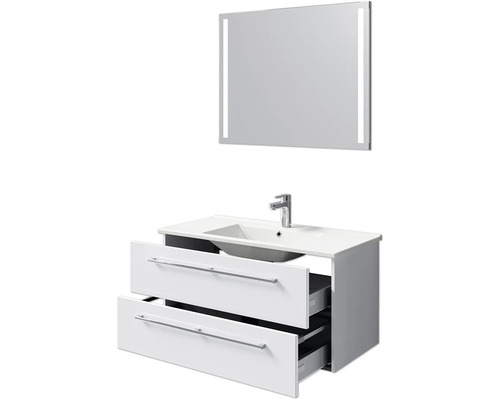 Badezimmermöbel-Set mit Waschtischunterschrank, Waschbecken und Spiegel