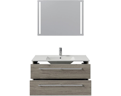 Waschtisch mit Spiegel und zwei Schubladen für das Badezimmer