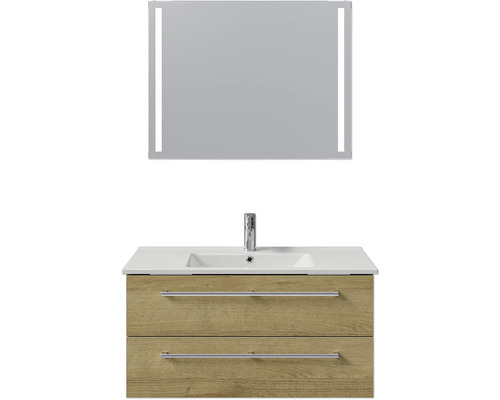 Waschtischkombination mit Spiegel und zwei Schubladen