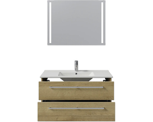 Waschtischkombination mit Spiegel und zwei Schubladen