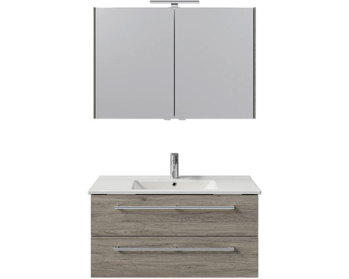 Waschtischkombination mit Spiegelschrank und zwei Schubladen