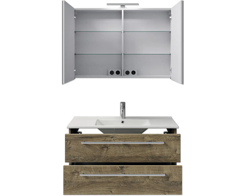 Waschtischunterschrank mit Waschbecken und Spiegelschrank