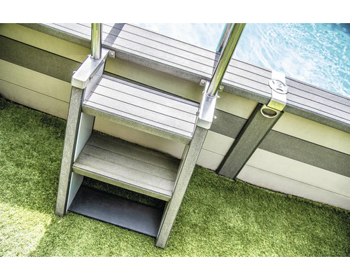 Poolleiter aus Kunststoff mit Edelstahlhandlauf für Gartenpools
