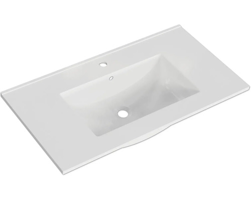 Waschtisch aus Keramik mit Hahnloch und Überlauf