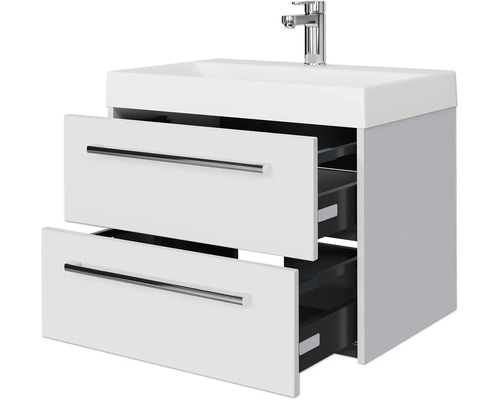 Waschtisch mit zwei Schubladen und Aufsatzwaschbecken