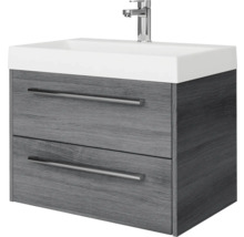 Badmöbel-Set Pelipal Milano BxHxT 70 x 56,9 x 45 cm Frontfarbe graphit struktur quer mit Mineralguss-Waschtisch weiß SET-138-002